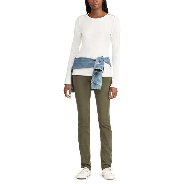 Mascarpone Cream Zipper-Trim Cotton-Blend Top Lauren 3
