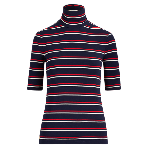Navy/Crimson Multi Striped Knit Turtleneck Lauren 1