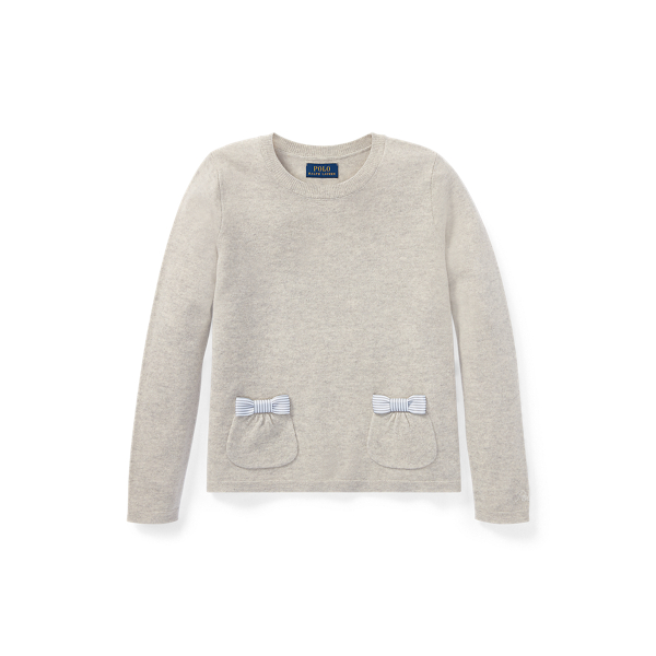 Bow-Trim Wool Sweater Girls 7-14 Years 1