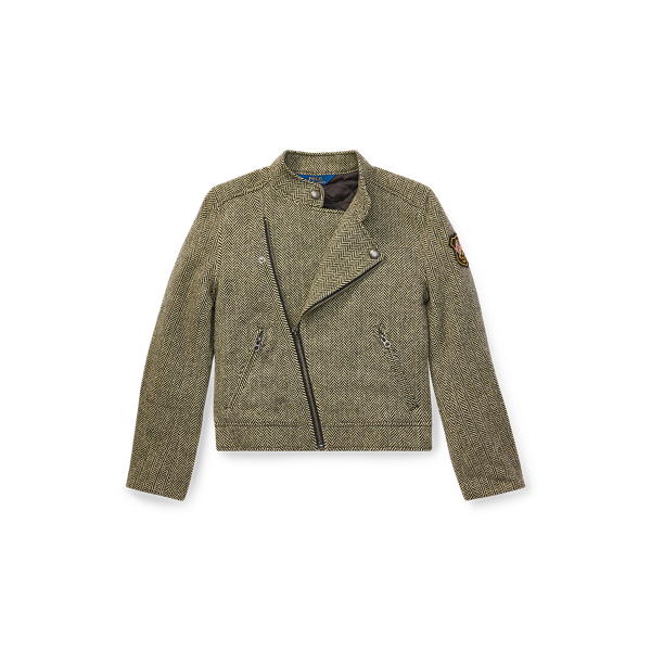 Bikerjacke mit Fischgratmuster