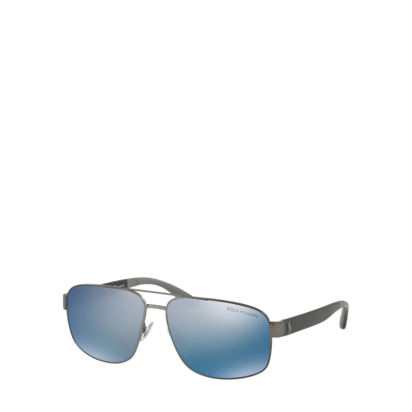 Dark Gunmetal Square Metal Sunglasses Polo Ralph Lauren 2