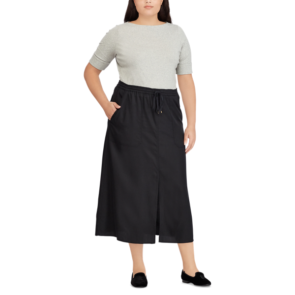 Polo Black Twill Drawstring Maxiskirt Lauren Woman 3