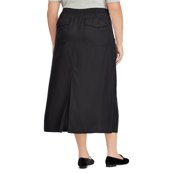 Polo Black Twill Drawstring Maxiskirt Lauren Woman 5