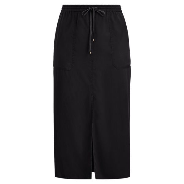 Polo Black Twill Drawstring Maxiskirt Lauren Woman 1