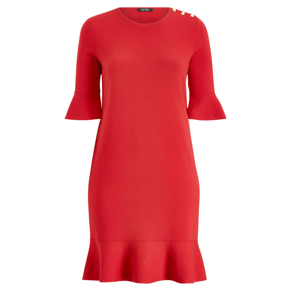 Ruffled Cotton-Blend Dress Lauren Woman 1