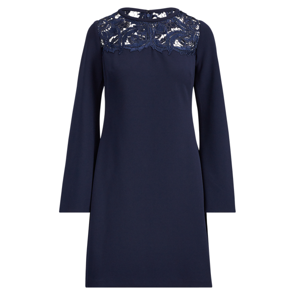 Lace-Yoke Jersey Dress Lauren 1