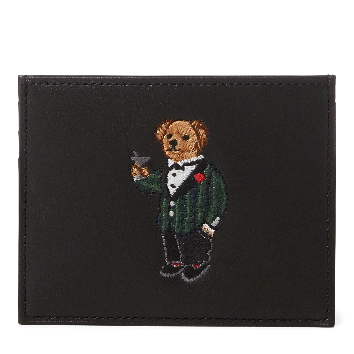 【Ralph Lauren】国内発送★Leather Traveler Bear Card Case RL Box Calfskin Zip Card Case