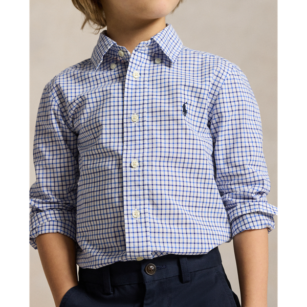 Blue Multi Tattersall Cotton Poplin Shirt Boys 2-7 5