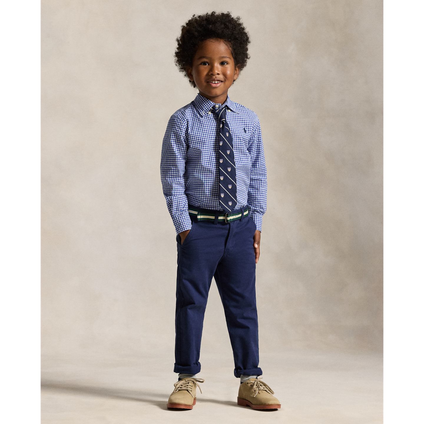 Детская рубашка Ralph Lauren Gingham Cotton Poplin, цвет: Синий разноцветный — фото 2