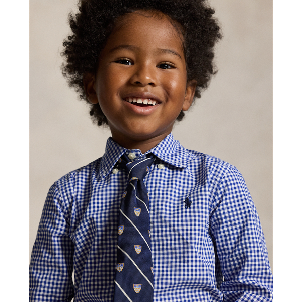 Blue Multi Gingham Cotton Poplin Shirt Boys 2-7 5