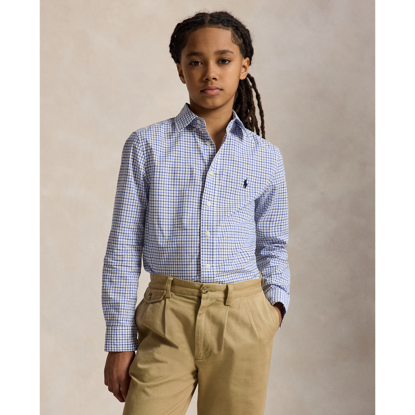 Детская рубашка Ralph Lauren Tattersall Cotton Poplin, цвет: Синий разноцветный — фото 4