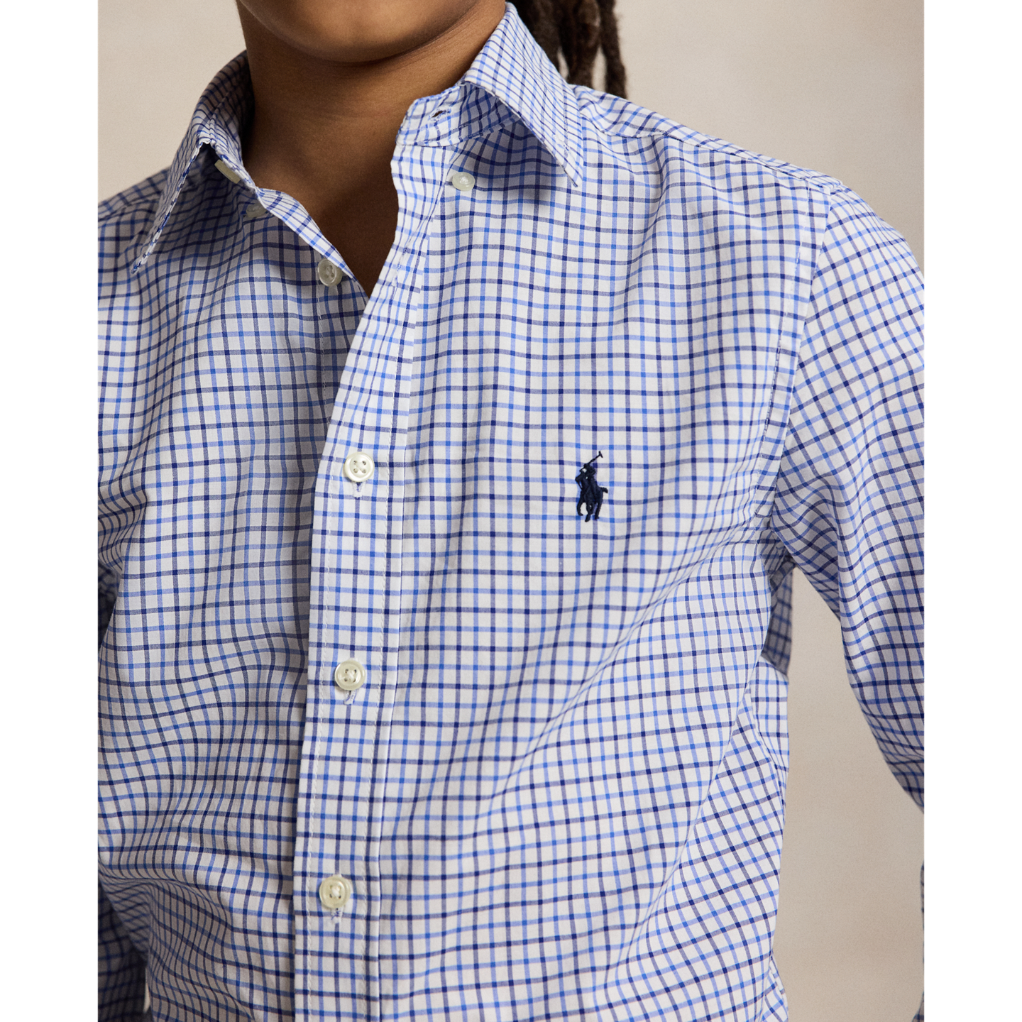 Детская рубашка Ralph Lauren Tattersall Cotton Poplin, цвет: Синий разноцветный — фото 3