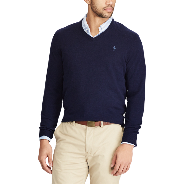 Hunter Navy Merino Wool V-Neck&nbsp;Jumper Big & Tall 4