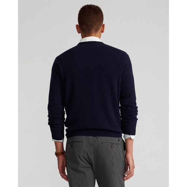 Hunter Navy Merino Wool V-Neck&nbsp;Jumper Big & Tall 5