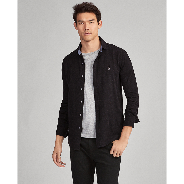 Black Marl Heather Custom-Slim-Fit Piqué-Hemd Polo Ralph Lauren 1
