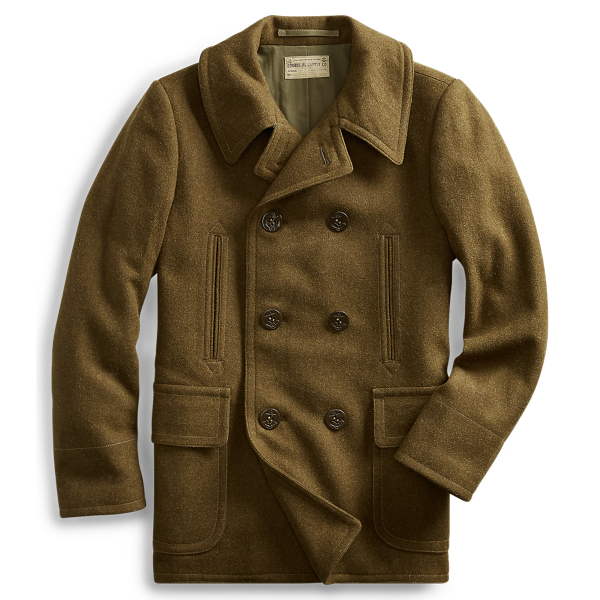 RRL ウール ツイル ピーコート オリーブ RRL Ralph Lauren (ダブルアールエル) ウール LEWIS ツイル
