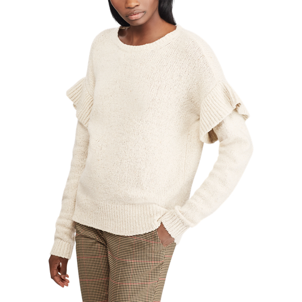 Mascarpone Cream Multi Ruffled Wool-Blend Sweater Lauren 4