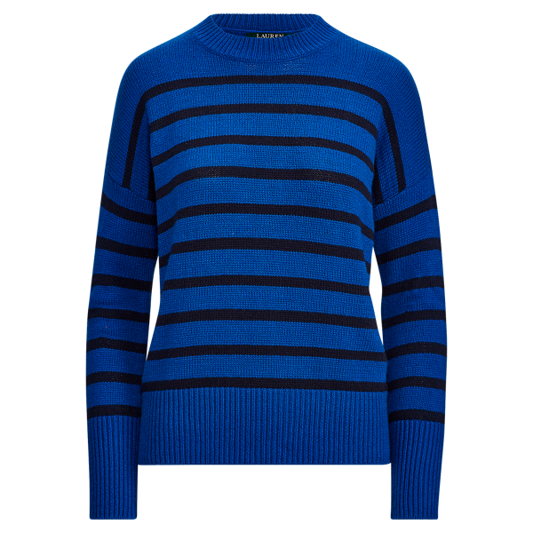 ★★POLO RALPH LAUREN★★ W Stripe Cotton Sweater Navy WMPOS Striped Cotton-Blend Sweater