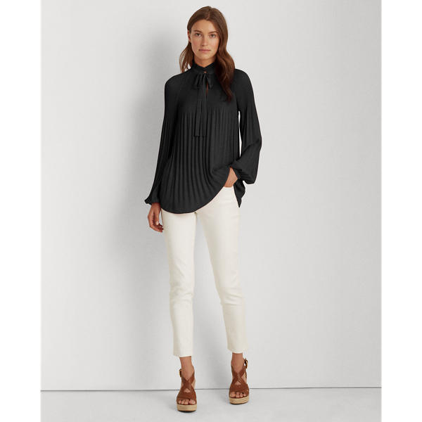 Polo Black Georgette Tie-Neck Top Lauren 4