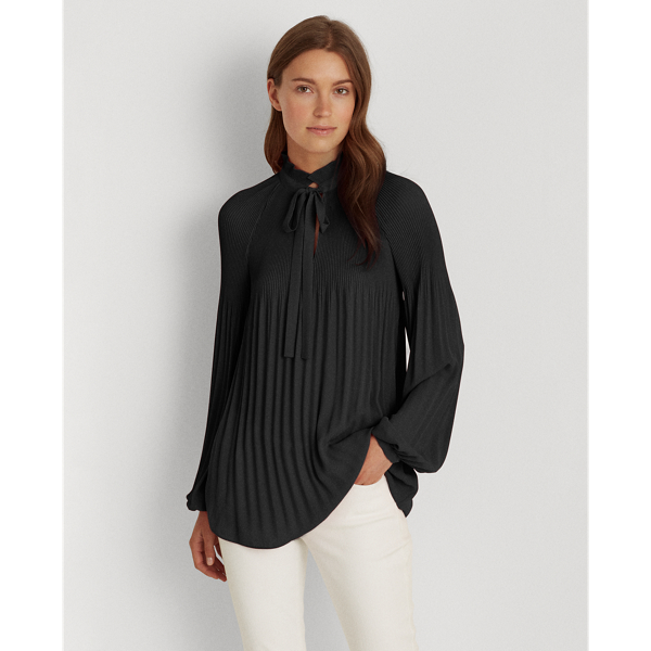 Polo Black Georgette Tie-Neck Top Lauren 1