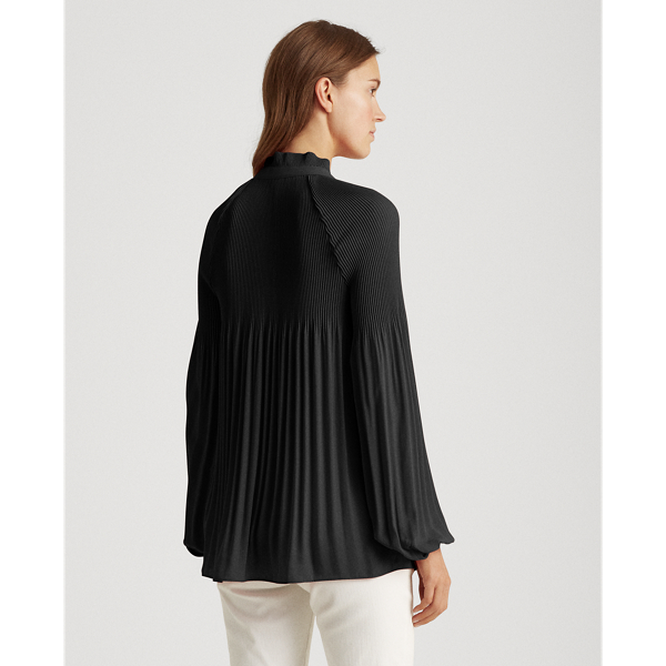 Polo Black Georgette Tie-Neck Top Lauren 6