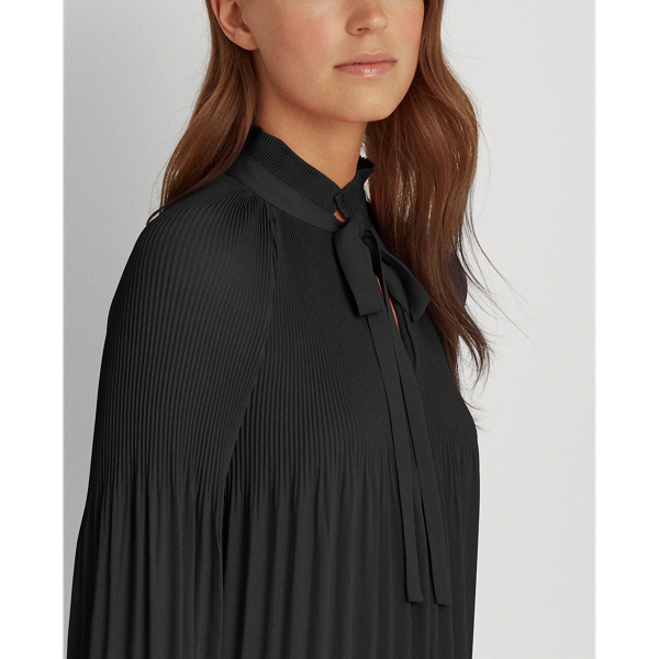 Polo Black Georgette Tie-Neck Top Lauren 7