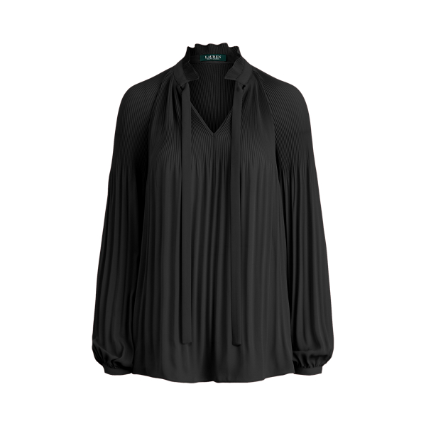 Polo Black Georgette Tie-Neck Top Lauren 2