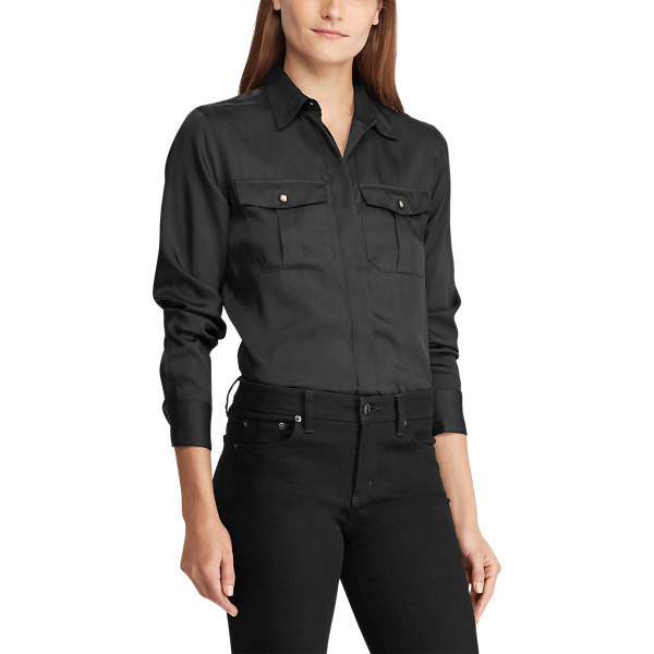 Polo Black Twill Button-Down Shirt Lauren 4