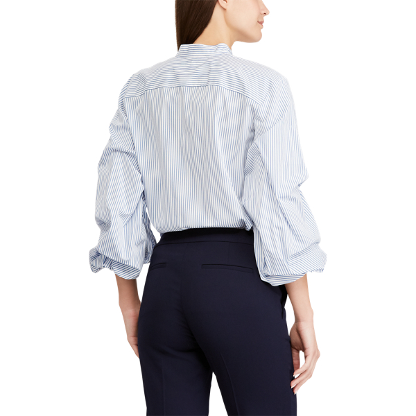 Blue Multi Cotton Puff-Sleeve Shirt Lauren 5