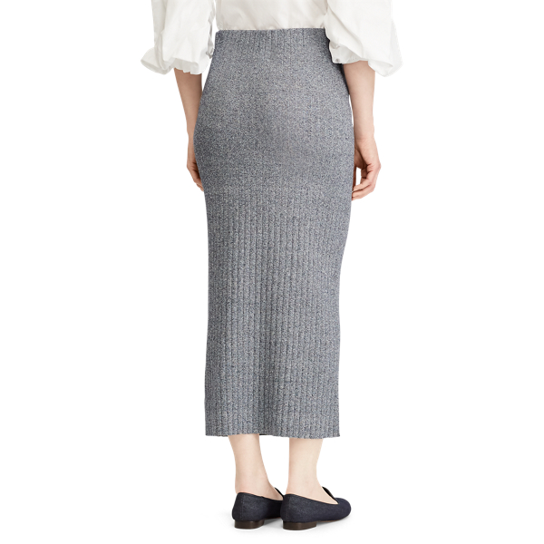 Navy/Mascarpone Cream High-Waisted Knit Skirt Lauren 5
