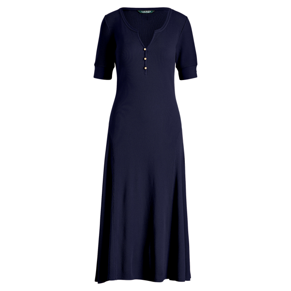 Navy Cotton Fit-and-Flare Dress Lauren 1