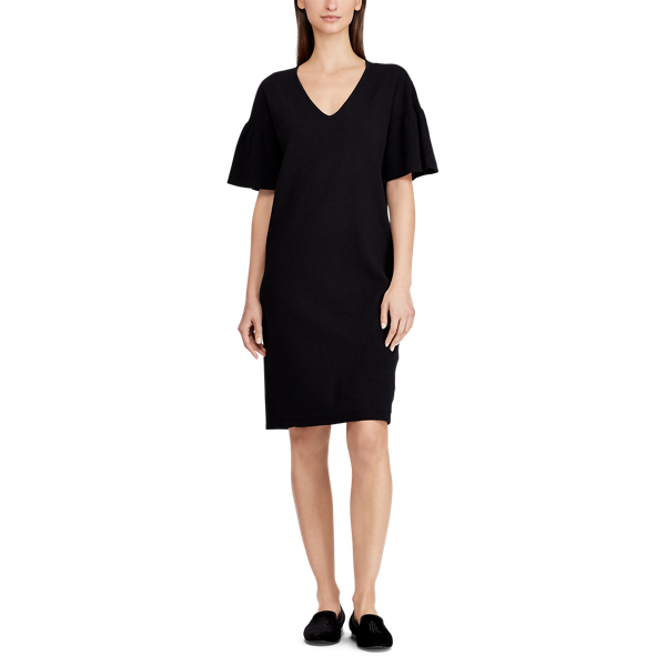 Polo Black Ruffle-Sleeve Sweater Dress Lauren 3