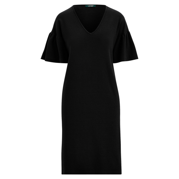 Polo Black Ruffle-Sleeve Sweater Dress Lauren 1