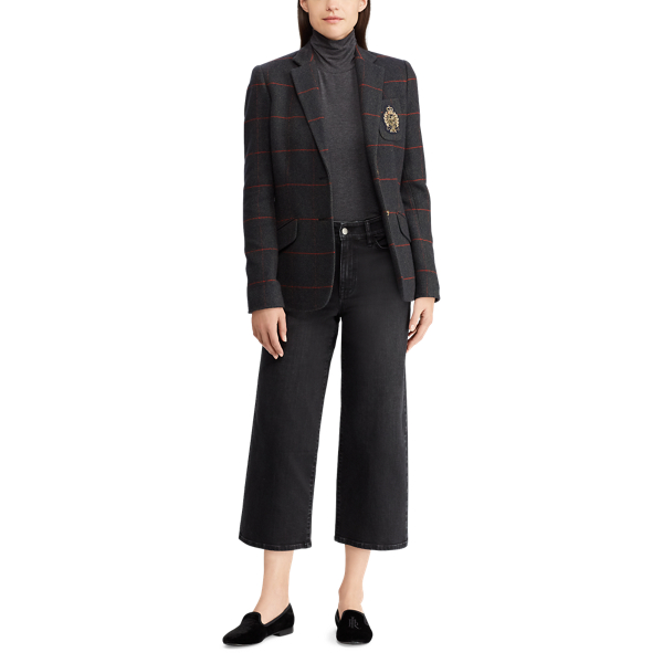 Green/Blue Multi Bullion-Patch Tweed Blazer Lauren 3