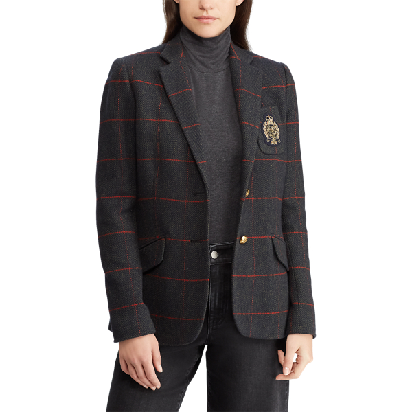 Green/Blue Multi Bullion-Patch Tweed Blazer Lauren 4