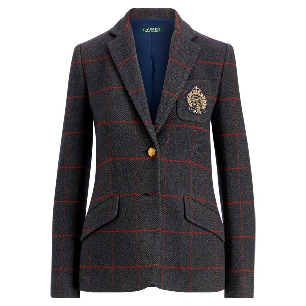 Green/Blue Multi Bullion-Patch Tweed Blazer Lauren 2