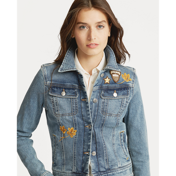 Polo jean fashion jacket with patches