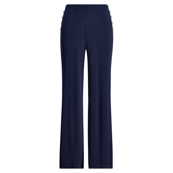 Navy Stretch Jersey Wide-Leg Pant Lauren Petite 1