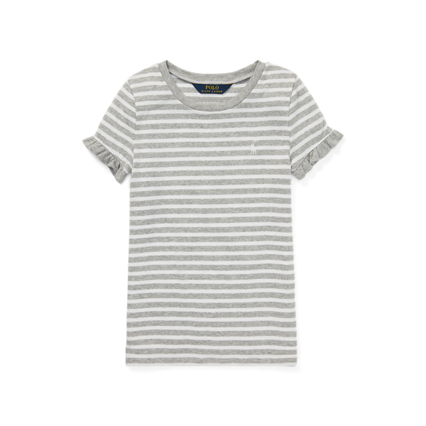 Camiseta de jersey punto con volantes y rayas