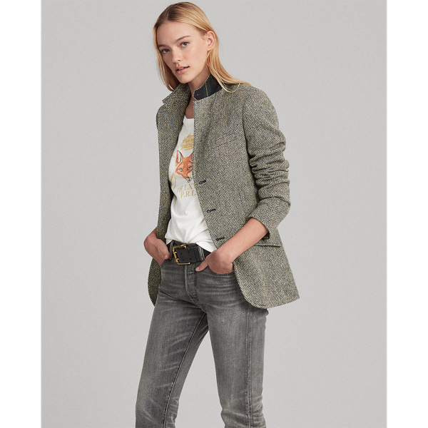 Herringbone Tweed Blazer for Women Ralph Lauren UK