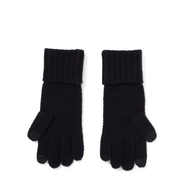 Black Stretch Wool Tech Gloves Lauren 2