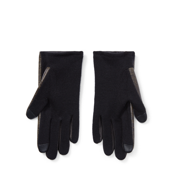 Black Crocodile-Embossed Tech Gloves Lauren 2