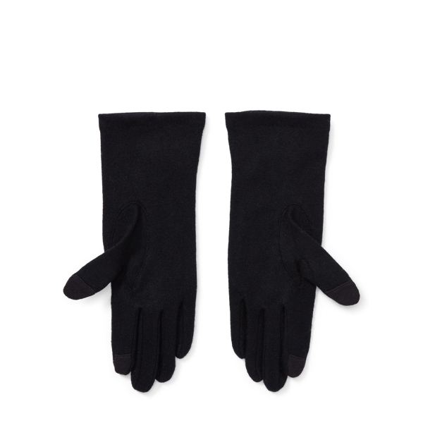 Black Wool-Blend Tech Gloves Lauren 2
