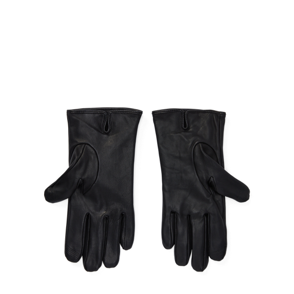 Black Ruffled Leather Tech Gloves Lauren 2