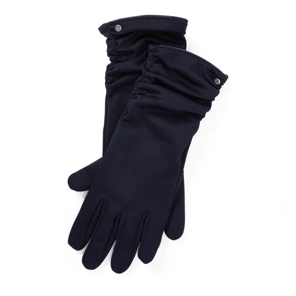 Navy Ruched-Cuff Tech Gloves Lauren 1
