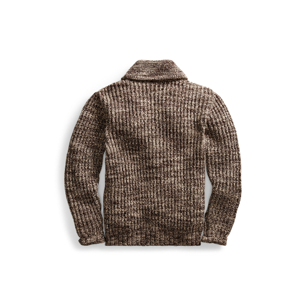 Brown Cream Marl Cotton Shawl-Collar Cardigan RRL 2