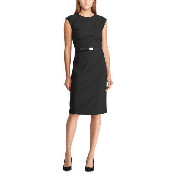 Black Belted Cap-Sleeve Dress Lauren 2