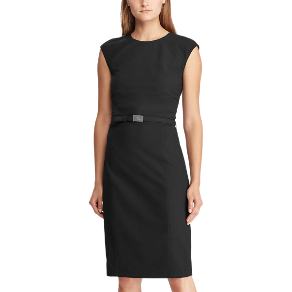 Black Belted Cap-Sleeve Dress Lauren 3