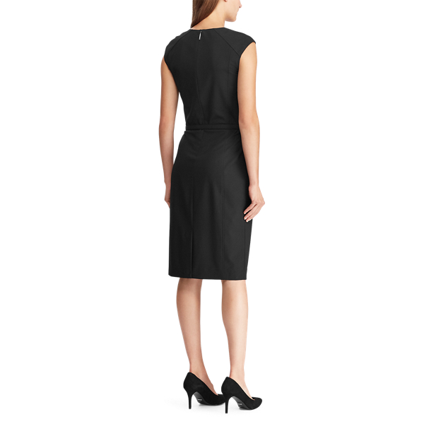 Black Belted Cap-Sleeve Dress Lauren 4