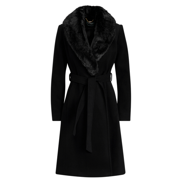 Ralph lauren faux fur collar coat online